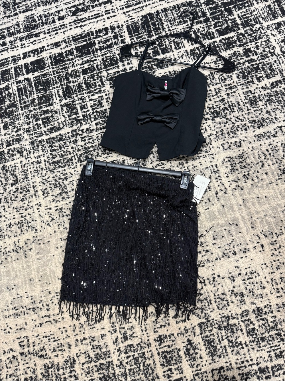 Bundle Target Black Sequin Fringe Mini Skirt - Women